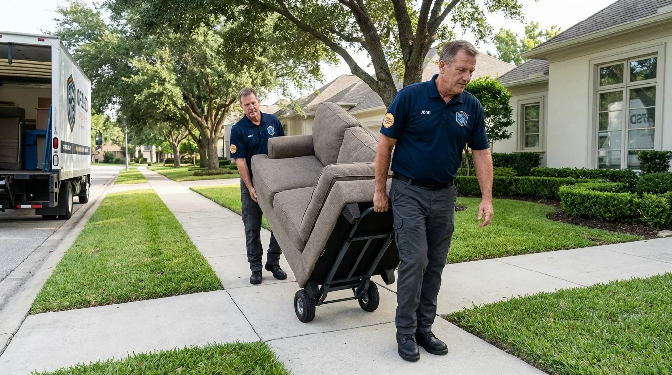 Local residential moving crew loading furniture in Pacific City, OR
