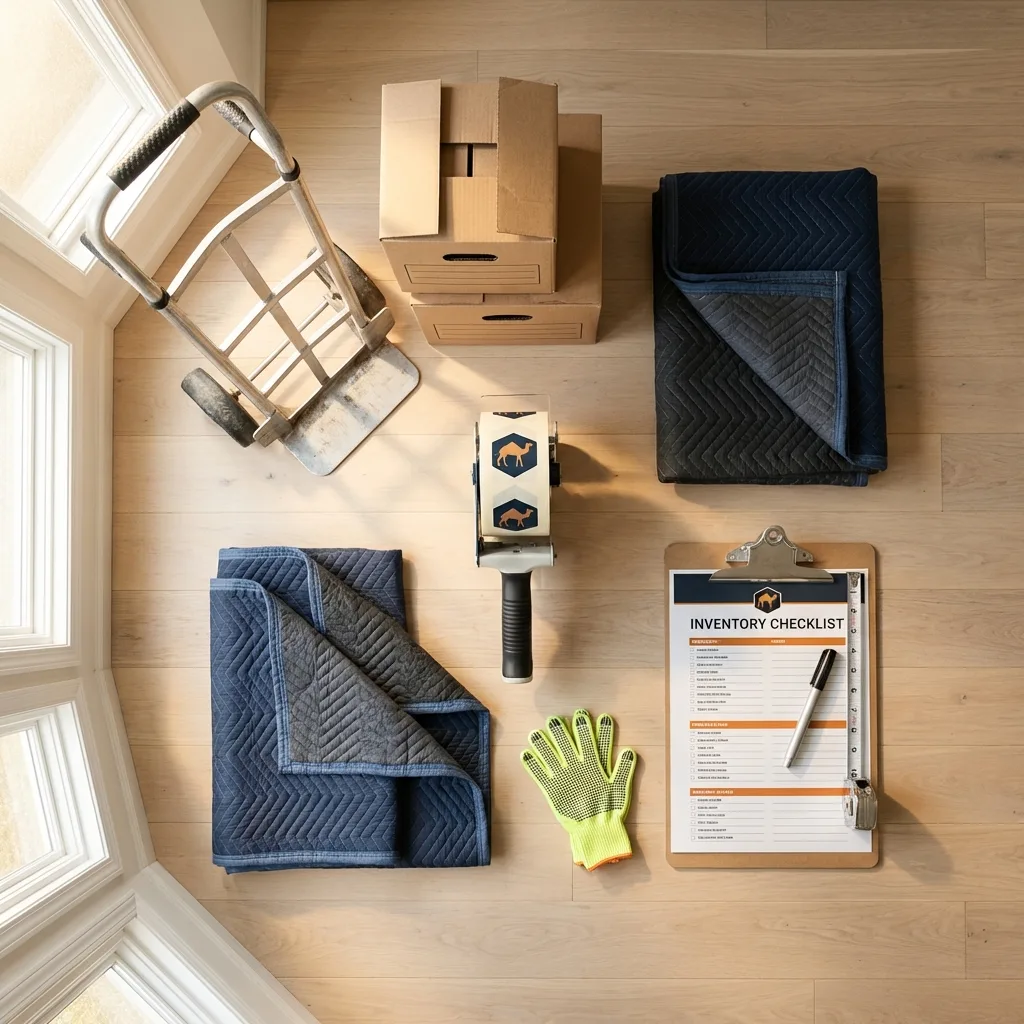 Professional moving supplies and packing materials layout for Pacific City residential relocations